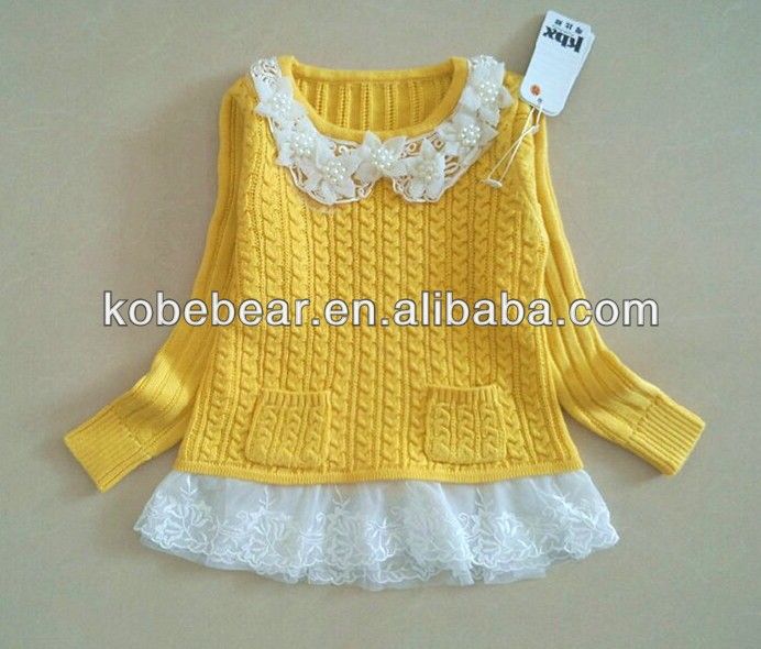 2014 new style girl knitting lace dress