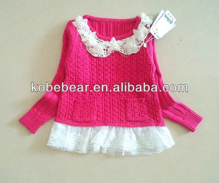 2014 new style girl knitting lace dress