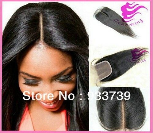 Straight Indian Virgin Hair Closure,3.5&quot;x 4&quot; Lace Closure Bleached Knots