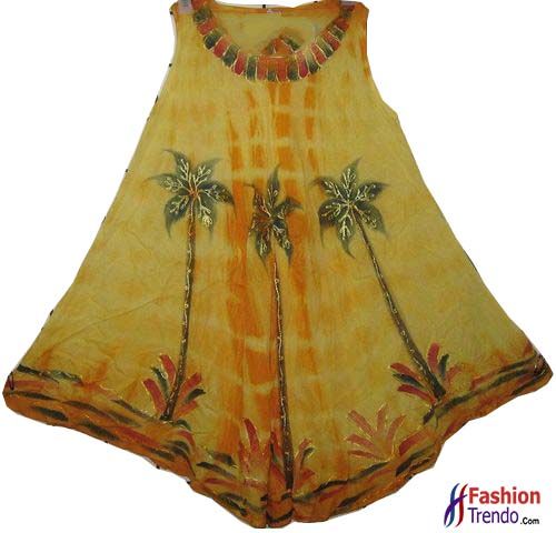 100 % Rayon Crepe Hand print Umbrella Dress.