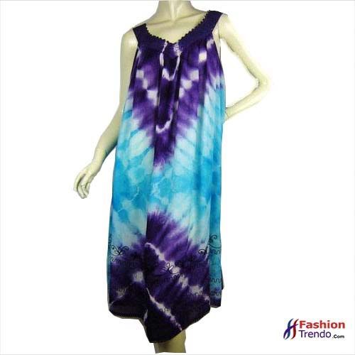 100% Rayon Crepe Tie Die Umbrella Dress