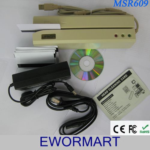 wholesale track 1/2/3 magnetic card reader/writer MSR609 USB Best manual swipe card writer(encoder) beyond msr206