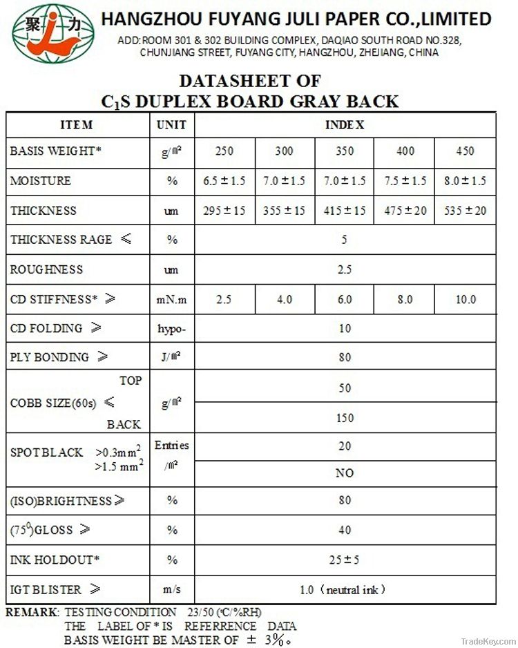 DUPLEX BOARD WITH GREY BACK