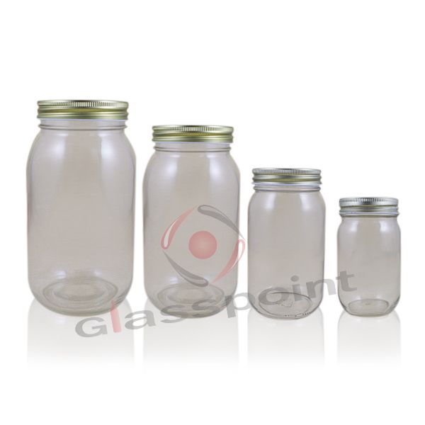 Glass Mason jars with screw metal cap 