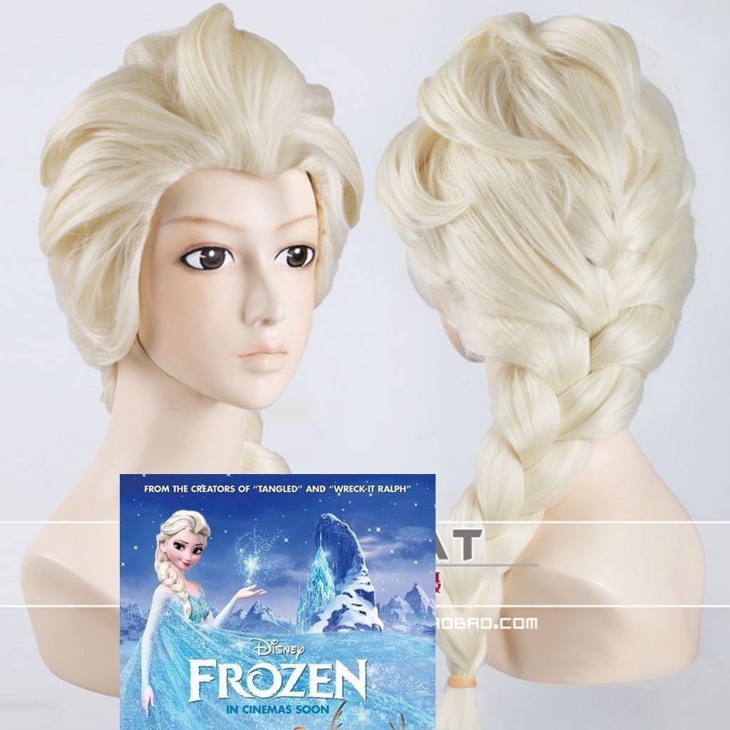 Disney Movies Frozen Snow Queen Elsa Blonde Weaving Braid Cosplay Wigs