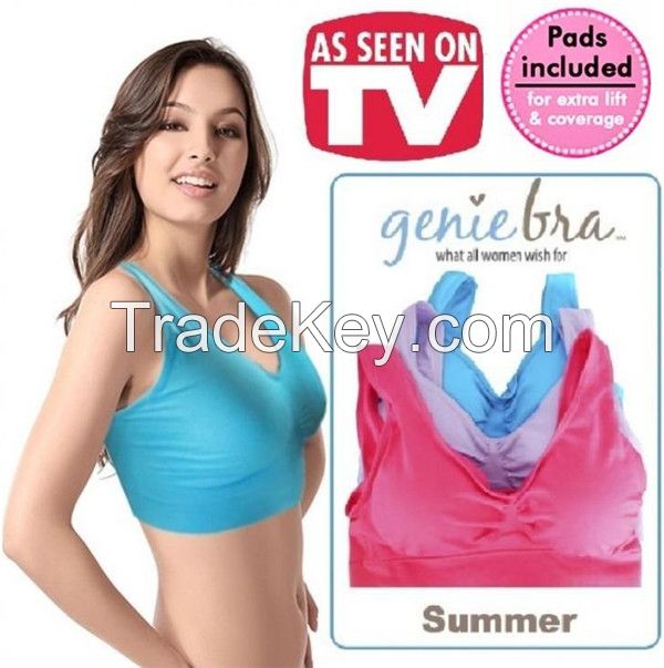 NEW PASTEL COLORS 3 PCS SEAMLESS GENIE BRA with PADS