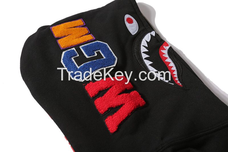 New Arrival Designer Custom Logo Wholesale Full Zip Up Hoodie Puff Print Plain Black Custom Full Zip Up Hoodie