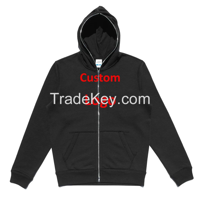 100% cotton fleece heavyweight zip up hoodie high quality french terry oversized drop shoulder cropped custom full zip up hoodie