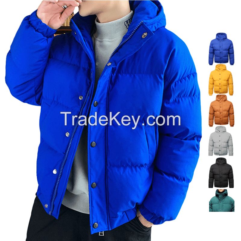 Custom Men' s Logo Cotton Puff Jaket Designer Winter Bubble Padded Coat Down Black Polyester Outdoor Puffer Jacket For Men