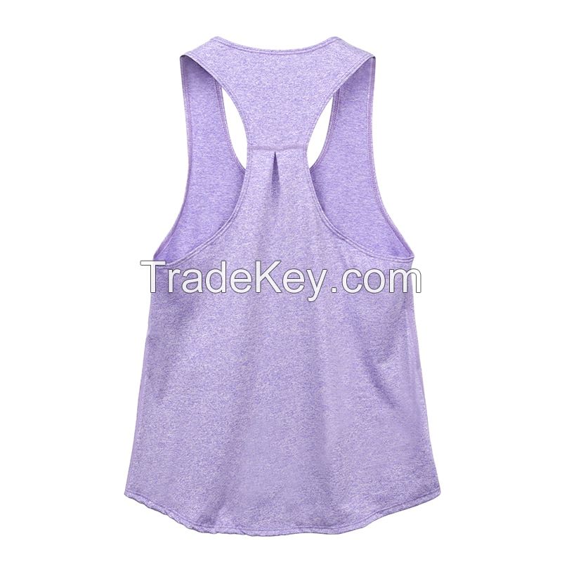 Custom Logo Breathable womens tank top cotton spandex tank top fitness racer back gym tank top