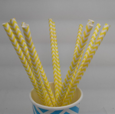 102 YELLOW CHEVRON PAPER DRINKING STRAW