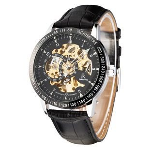 Genuine Leather Band Fashion Military Skeleton Wrist Original IK Brand Automatico Mechanical Movement Men watch