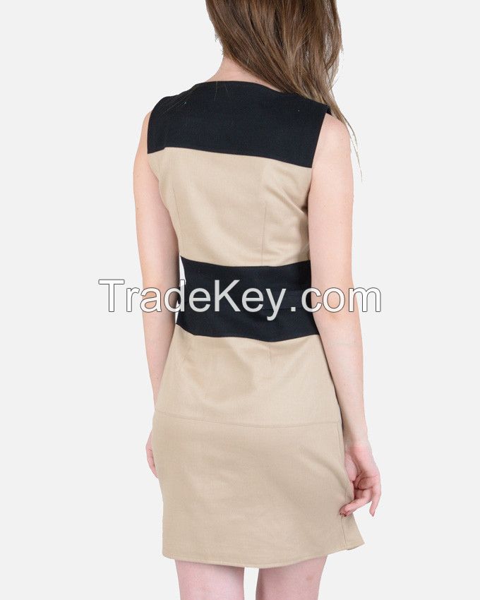 DR54- Gabardine/Cotton Sleeveless Shift Dress