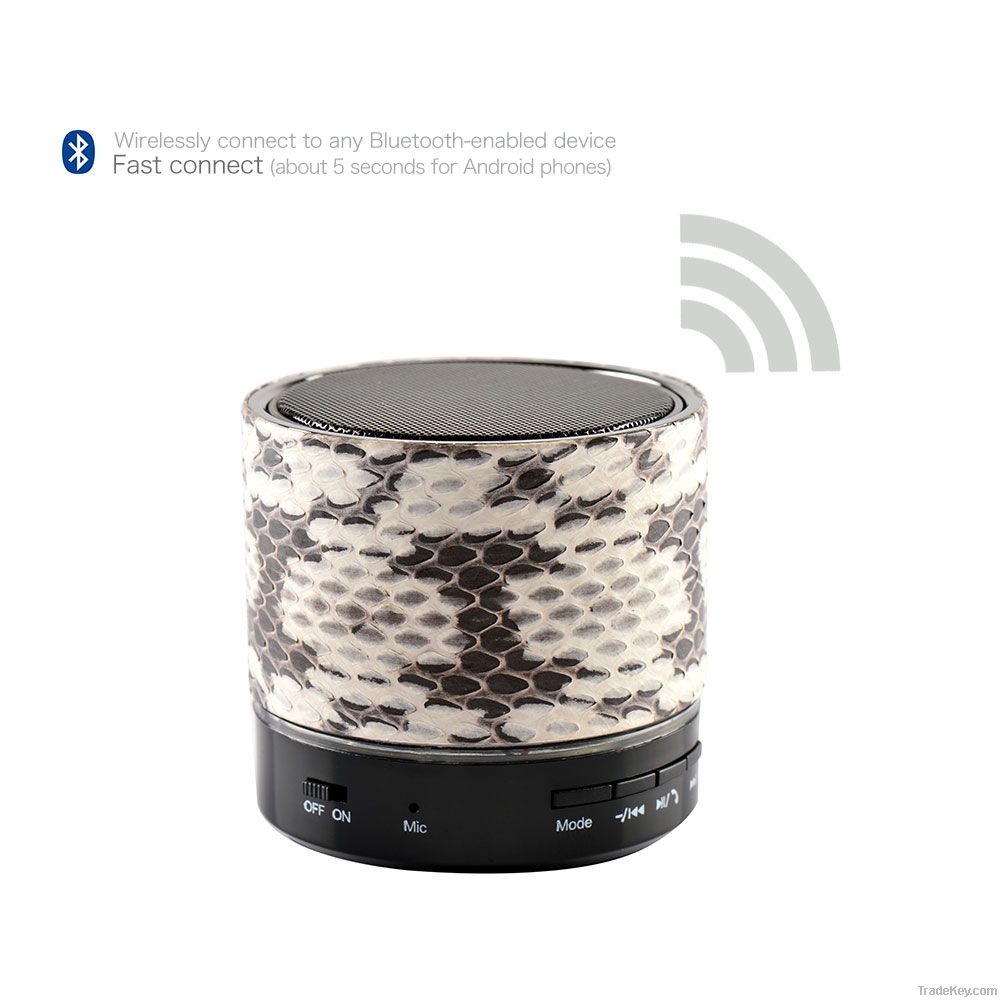 ZVE Snakeskin Leather Column Speaker Bluetooth 2.1 FM Radio audio Wire