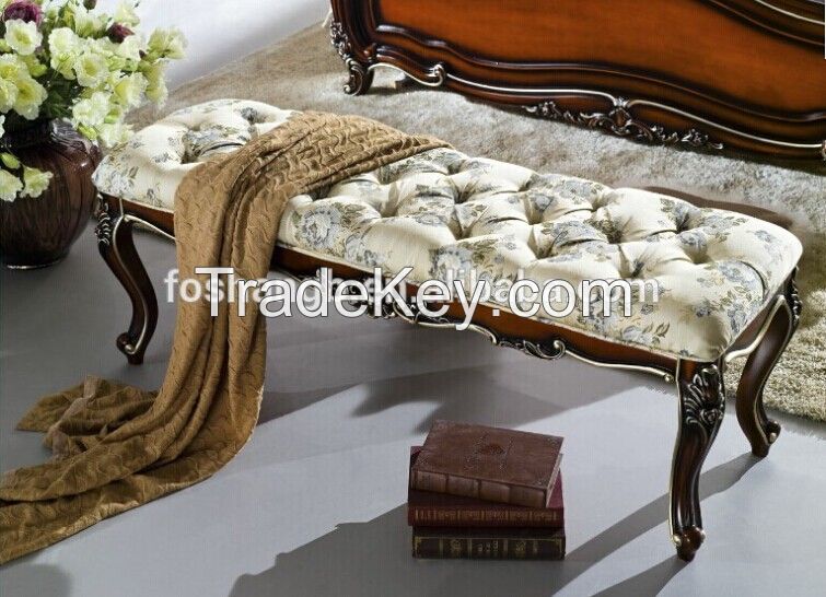 Wooden antique bedroom  bed stool