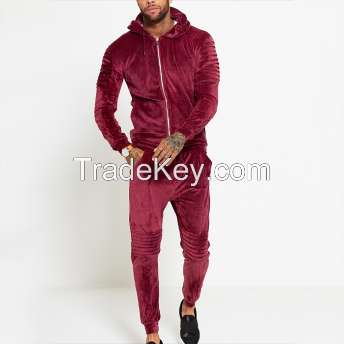 Latest design wholesale custom velour tracksuits men