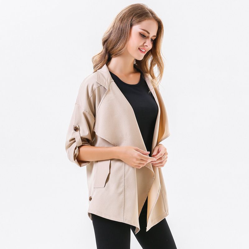 Korean spring autumn blank big lapel cardigan loose leisure women jacket