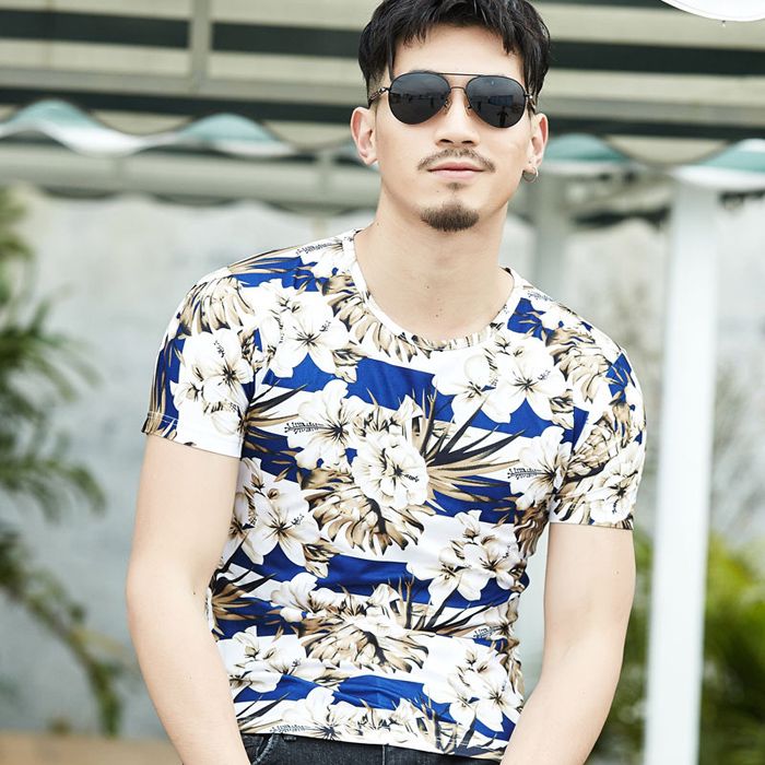 Hot Round Neck Short Sleeves Fancy Printed T-Shirt 