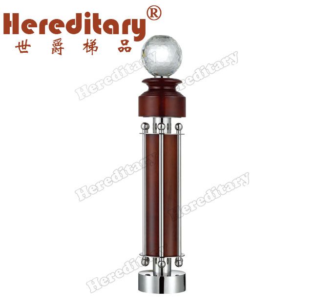 Big crystal chapiter Stainless Steel and Wood Newel Post (SJ-913B)