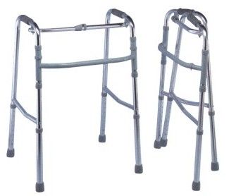 Lightweight aluminum folding walker with height adjustment