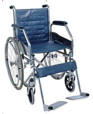 Steel manual wheelchair with detached armrest and footrest