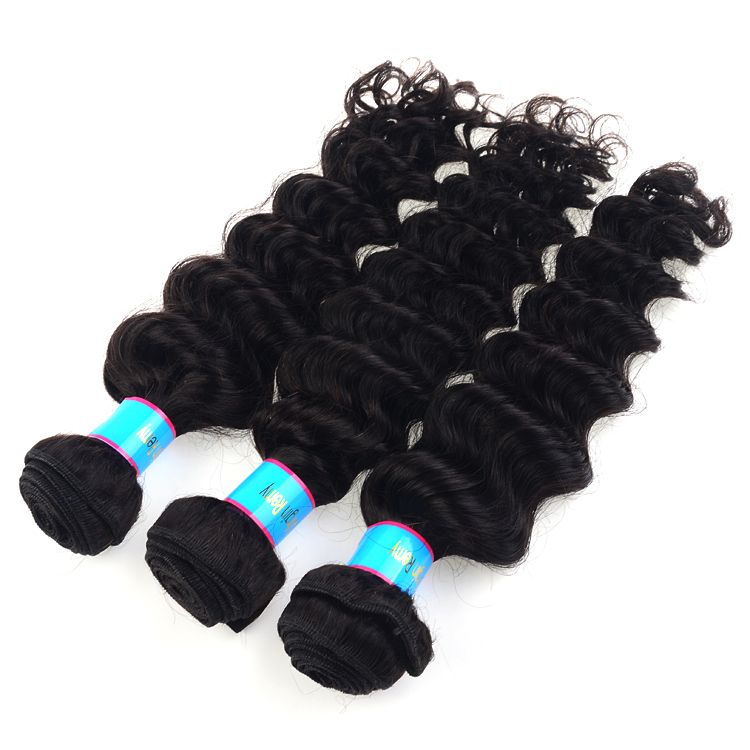 3pcs/lot Malaysian Virgin Hair Extension Machine-Wefts Deep Wave