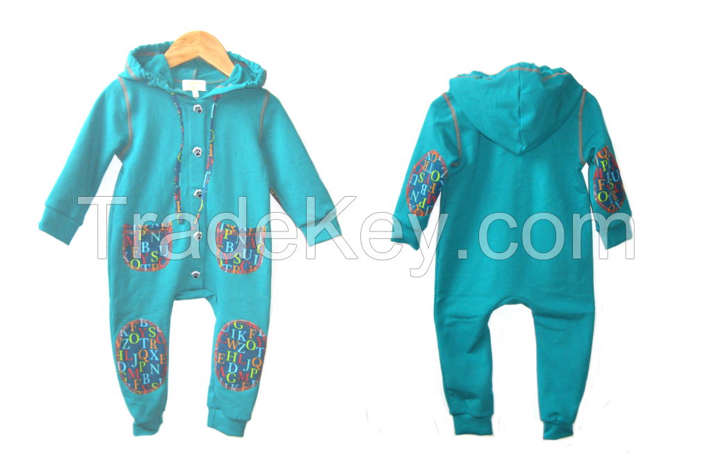 Cotton fleece kids sweatsuit / overall