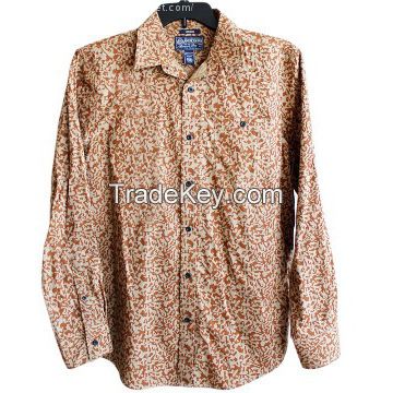 Cotton men&#039;s casual long sleeves Floral Print shirt