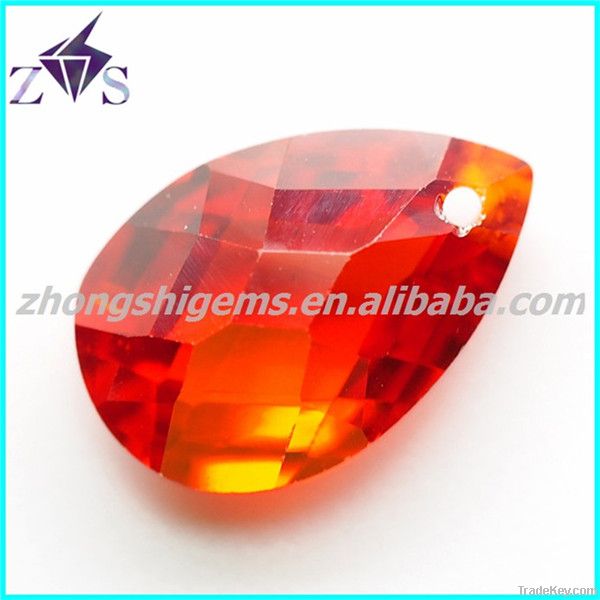 Wuzhou 2014 new product fashionale drop shape through hole gemstone