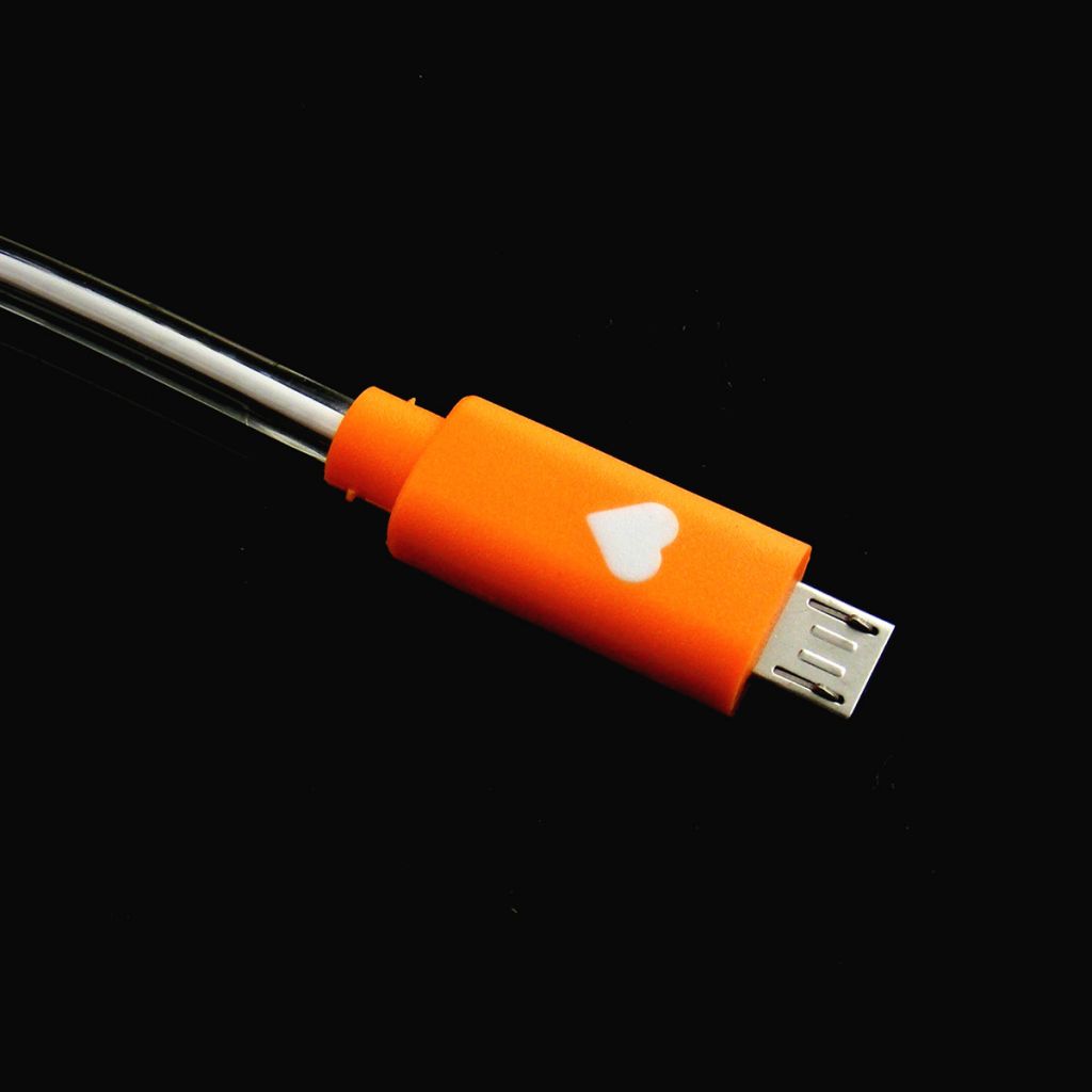 PZCD PZ-48 Firefly Micro USB Male to USB 2.0 Male Data Sync / Charging LED Visible Cable - Orange