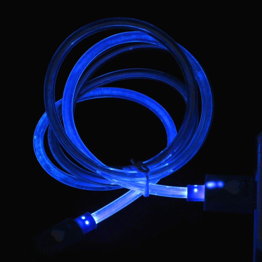 PZCD PZ-47 Micro USB Male to USB 2.0 Male Data Sync / Charging CylinderCable with LED Blue light