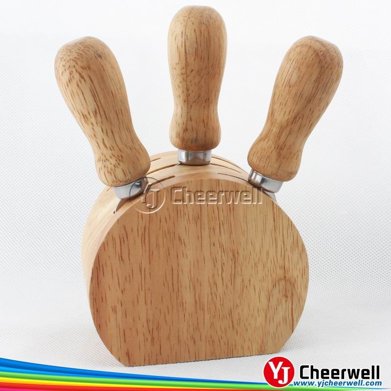 Round cheese board with 4pcs knives set-CB-4010