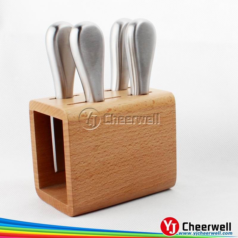 Round cheese board with 4pcs knives set-CB-4009