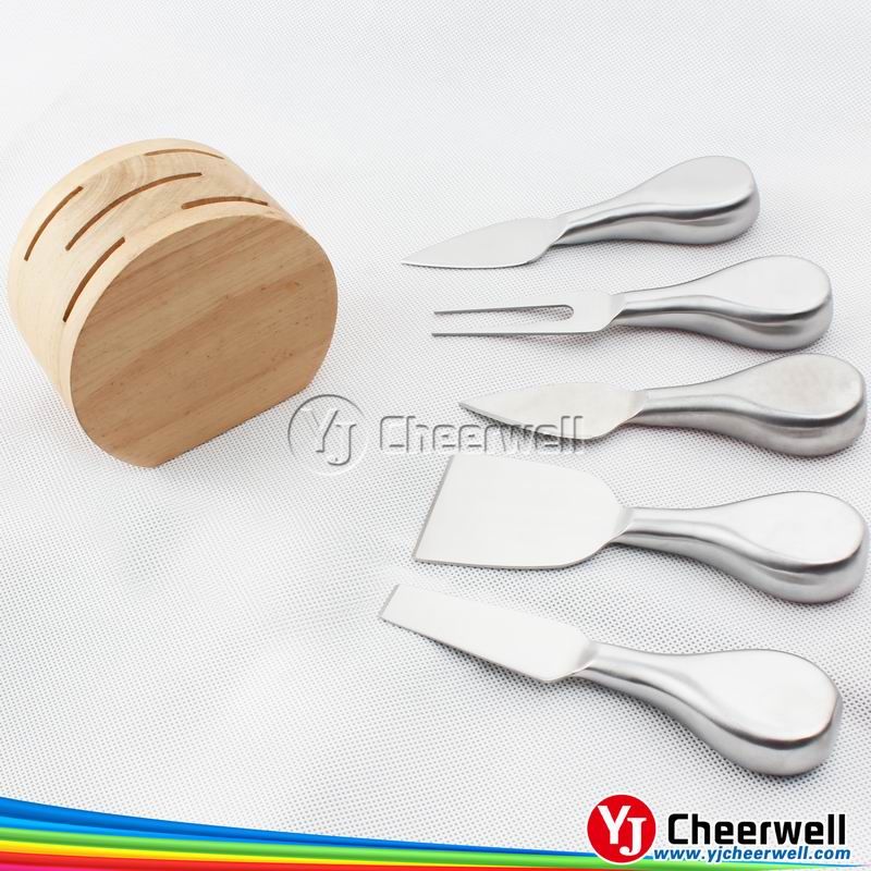 Round cheese board with 4pcs knives set-CB-4007