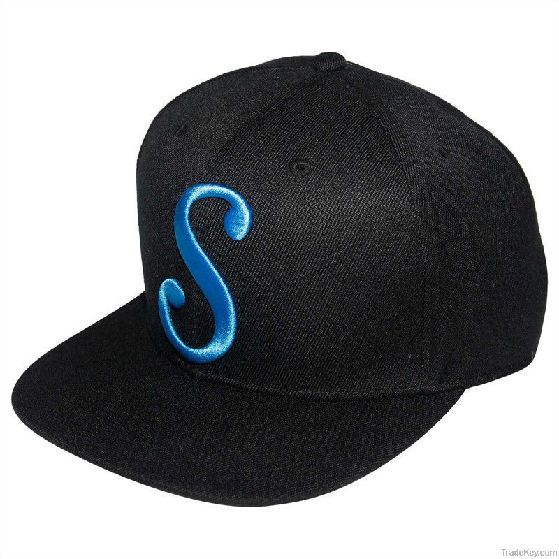 Black Acrylic Snapback Baseball Caps 6 Panel Embroidered Baseball Hats