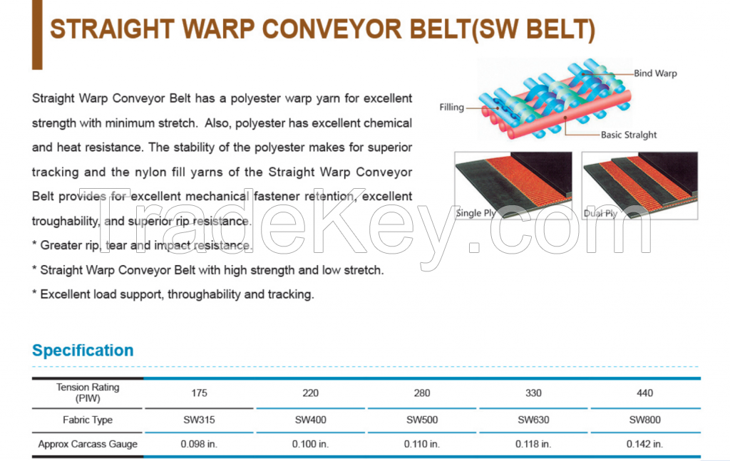 Straight Warp Conveyor Belt