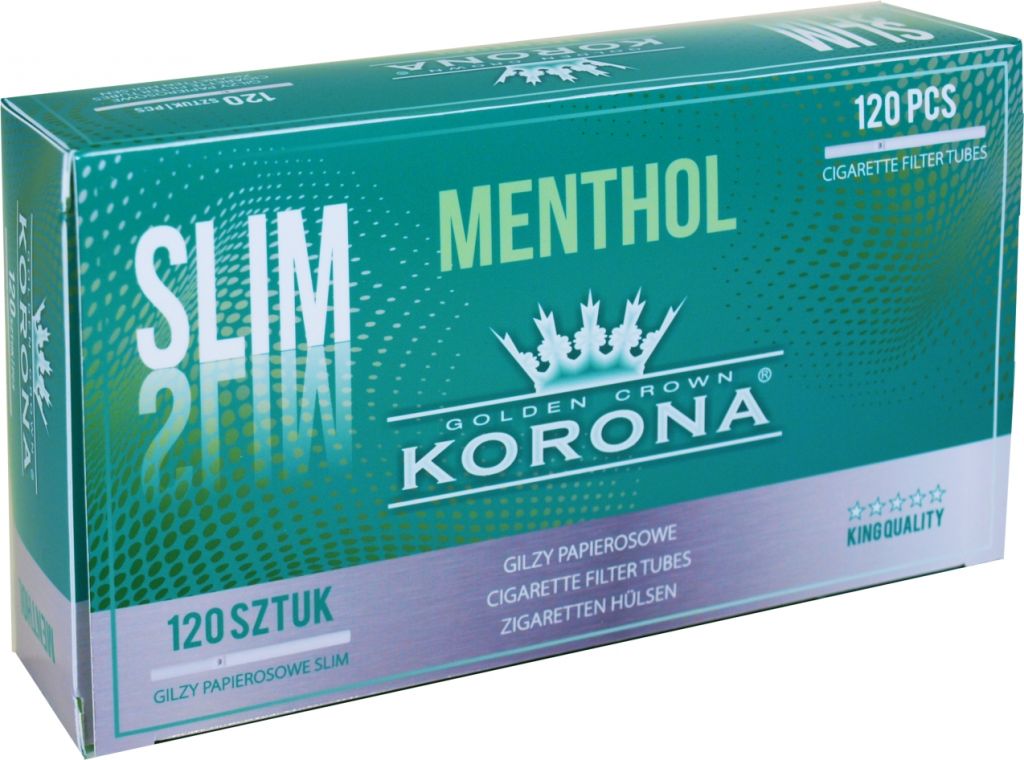 Slim Cigarette Filter Tubes Korona Menthol 120 