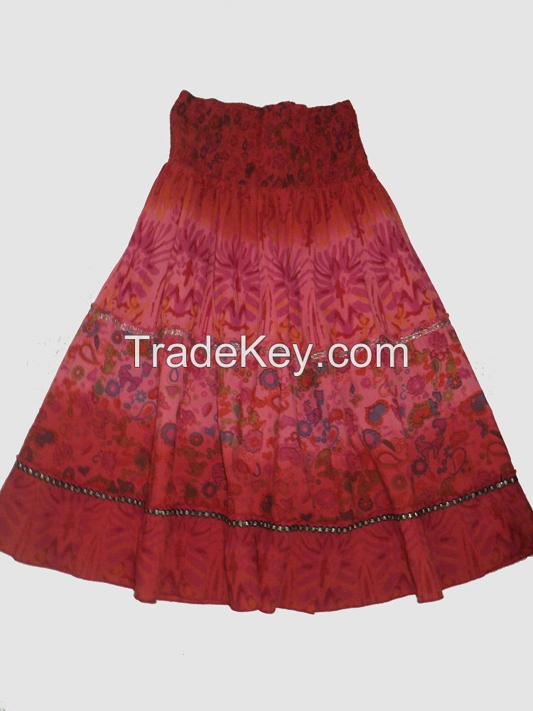 100% cotton printed ombre dye skirt