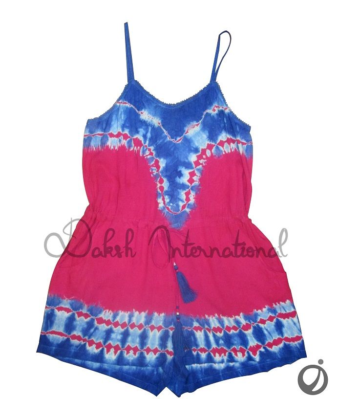 Ladies Tie and Dye Rayon Romper Dress