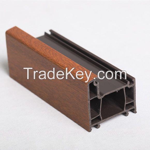 Attractive Appearance Wooden Film Laminate Colored PVC Window Profile