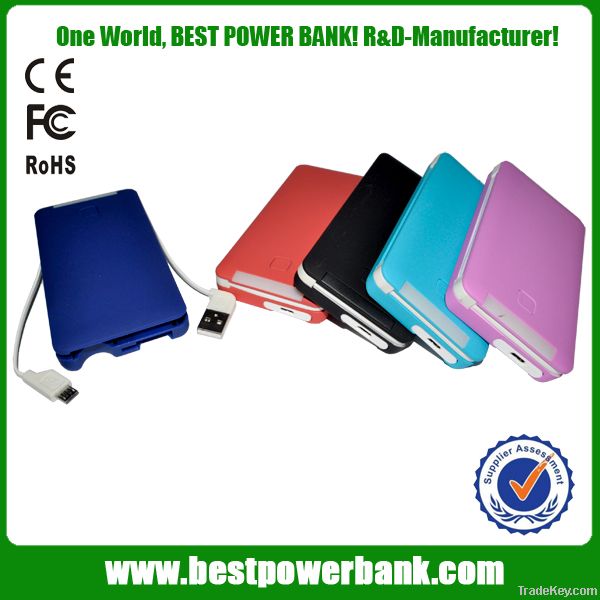 V6 Built-in Cables 6000mAh Portable Power bank for tablet/smartphones