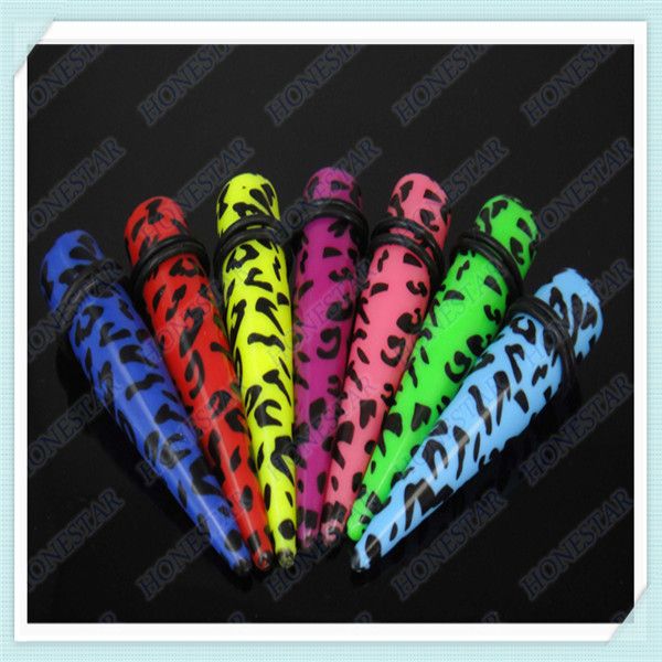 Factory wholesale cheap printed leopard stripe ear plug body piercing jewelry