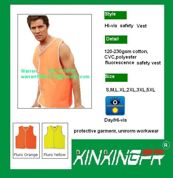 EN471 HI-vision polyester vest to protect workers in danger environment 