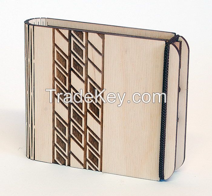 Laser cut wooden paper block holder with square shaped design
