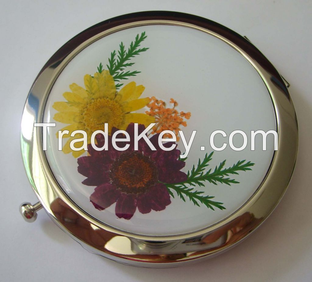 wholesale -promotion /fashion/metal / cosmetic /pocket /compact /makeup mirror flowers mirror gift /present