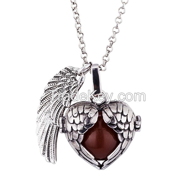 mexican bola silver heart necklace bell ball bola for pregnant women 