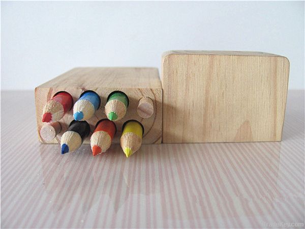 2014 New design natural wood color pencil 12pcs set with pencil box