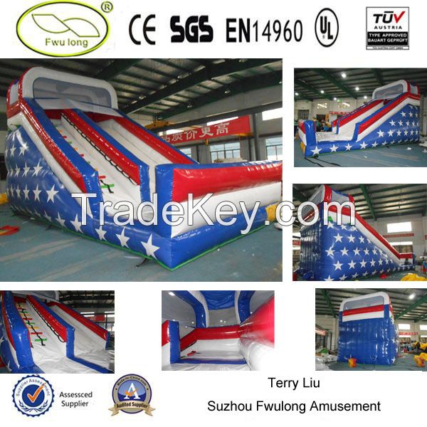 Flag pattern inflatable slide,water slider for sale 