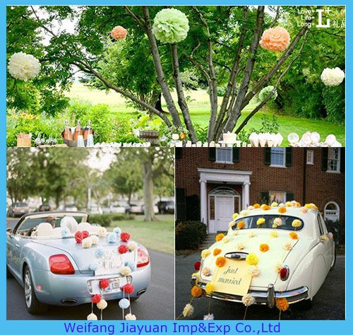 Paper pom poms for wedding decoration