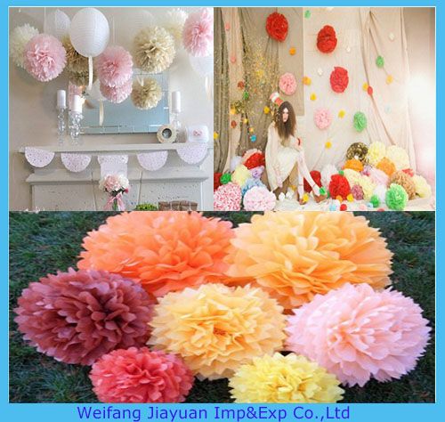 Paper pom poms for wedding decoration